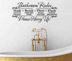 Bathroom Rules Hurry Up Wall Decals