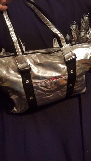NWOT Brittany Spiers Silver Gym Bag