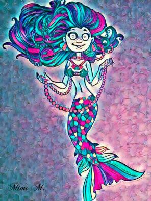 "Think Pink Mermaid " Art Print