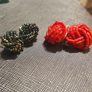 Vintage beaded infinity knot earrings