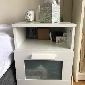 White nightstand with drawer