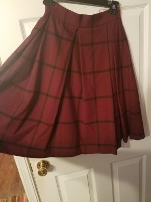 Below knee checkered skirt