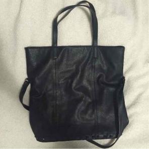 Black Faux Leather Tote