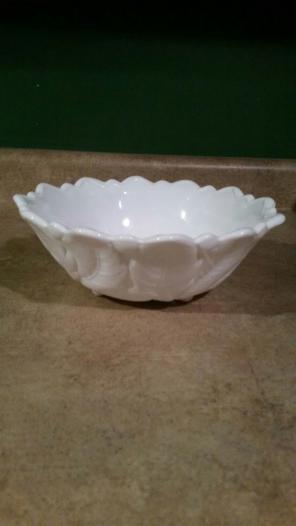 Vintage Milk Glass Leaf Bowl