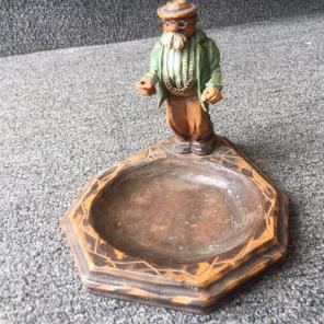 Vintage Wooden Bearded Man Ashtray