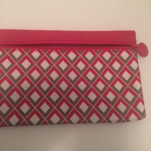 Ipsy Cosmetic Bag 7" L 4 1/2"W Pink Grey