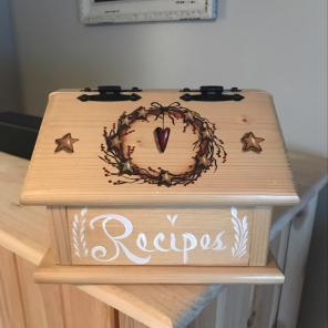 Primitive Recipe Box Solid Wood