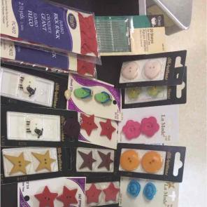 Vintage buttons needles and Rick rack