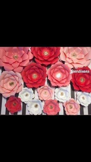 Red pink ombre paper flower wall decor