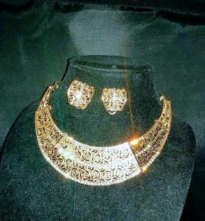 Gold tone lady necklace with clear rhine