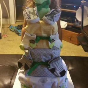 4 tier jungle themed diaper cake