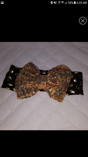 Baby cheetah gold headband with sequins