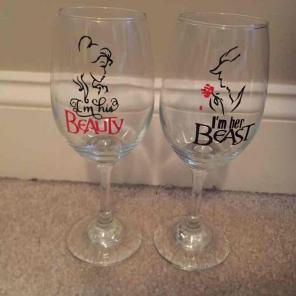 Beauty and the beast wine glass set