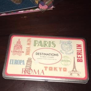 RUBBER STAMP SET OF 11 DESTINATIONS +INK