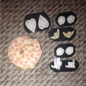 Vintage makeup compact and earrings