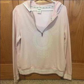 Pink half zip pullover sweatshirt