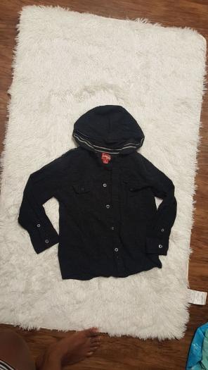 Boys black hooded button up