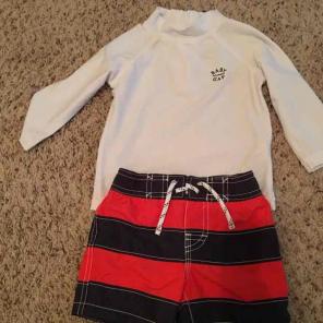 Red, white, and blue baby swim suit