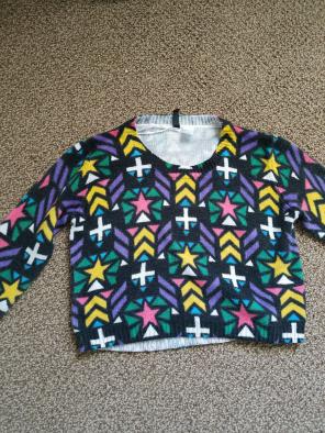 Multicolored Geometric Cropped Sweater