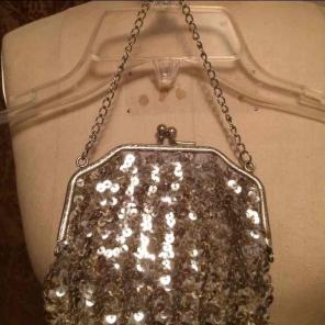 Vintage Silver Sequin Small Purse