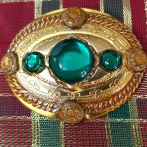 Vintage Brooch Signed Patti Horn Gold To