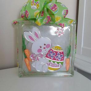 Easter Bunny Light Up Glass Present Box