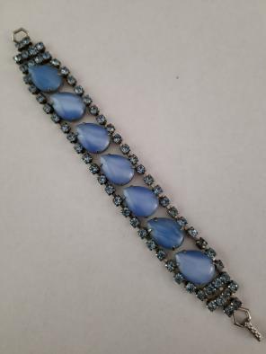 Vintage Blue Glass Rhinestone Bracelet