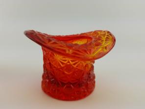 Amberina glass toothpick hat