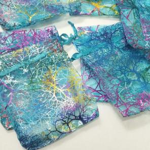 Galaxy Blue Drawstring Organza Bag 3"x4"