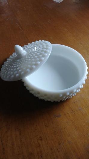 Milk glass candy dish