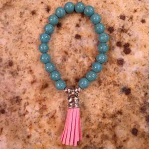 New turquoise and pink tassel bracelet