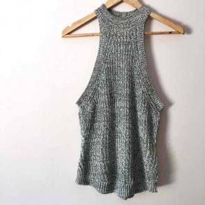 Gray Knit Halter Top Sleeveless