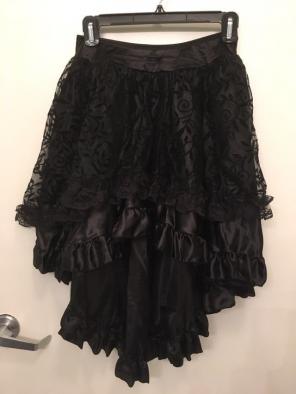 Black Victorian Hi-low Silk Skirt