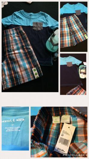 Boys 3T Plaid Shorts And Pocket T-Shirt