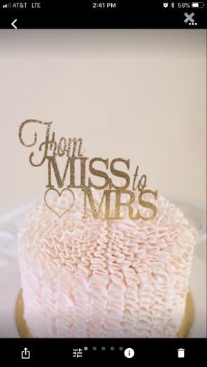From Miss To Mrs Glitter Cake Topper
