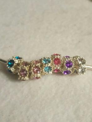 7pcs rhinestones multi color spacer