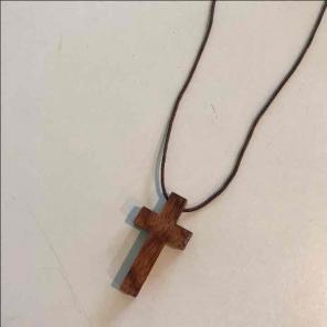 Wood cross necklace religious