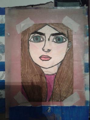 Confused girl drawing