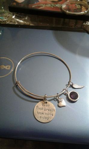 New ss purple amethyst charm bracelet.