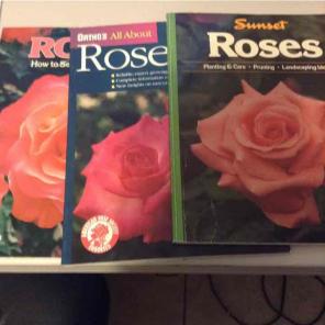 3 paperback books all about Rose care