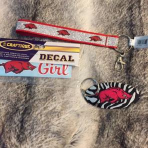 Arkansas Razorback Keychain/Decal Bundle