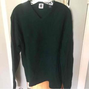 Hunter Green Wool Gap V-neck Pullover,XL