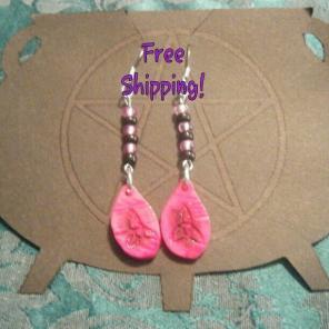 ⛤Pink Triquetra Antler Earrings