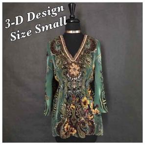 3-D Brand Embroidered Blouse
