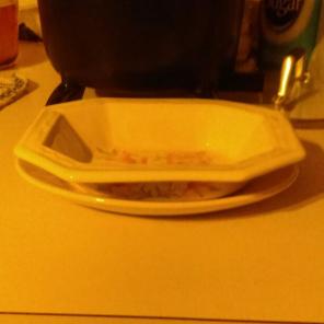 Cream small bowl with plate.