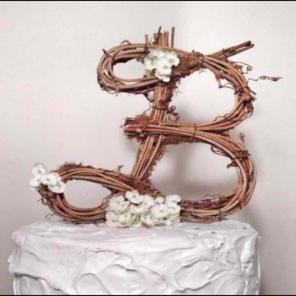 7" B wedding cake topper/BURLAP PILLOW