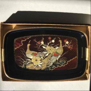 Collectible Peacock Gold Flake Tray