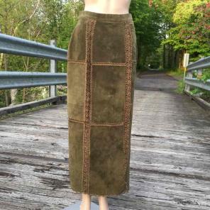 Vintage leather/crochet patchwork skirt