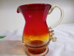 Amberina Art Glass Creamer Signed