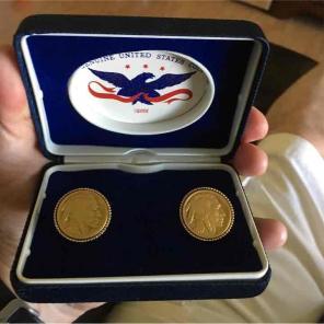 1936 & 1937 gold plated dime cuff links
